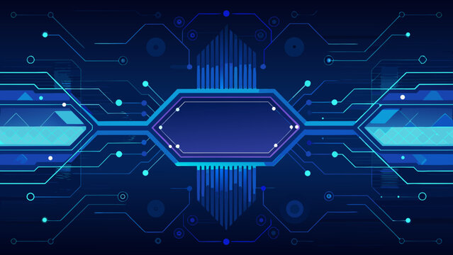 Abstract blue digital circuit board technology interface, vector