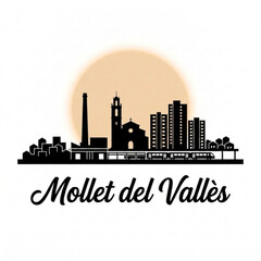 Mollet del Vallès Skyline Silhouette — A Barcelona Metropolitan Spain Vector Illustration © Greener