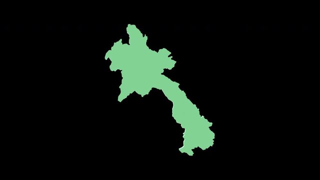 Laos green 3D map spin perfect 10 second loop black background