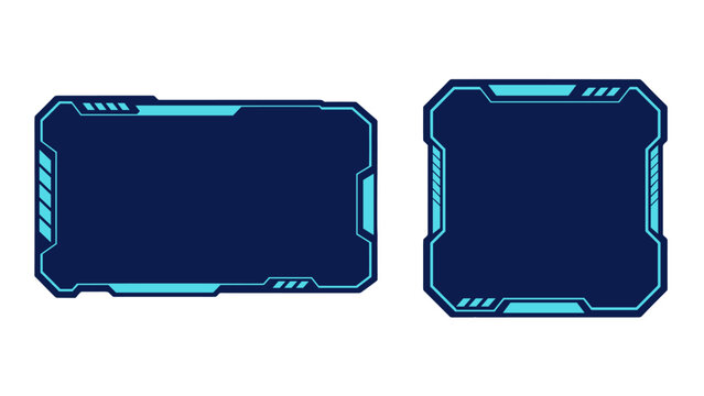 Futuristic HUD interface frames in blue vector style