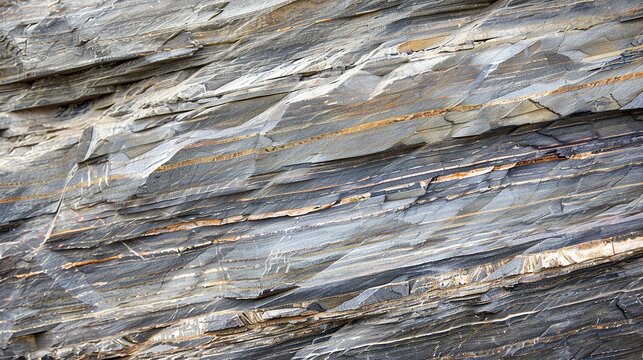 Layered shale laminae grey brown close up