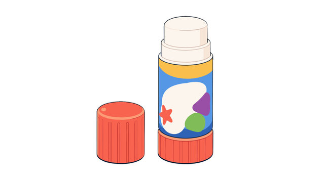 Cartoon glue stick with cap isolated on white background