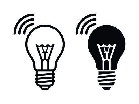 Light bulb icons with signal waves Vector
