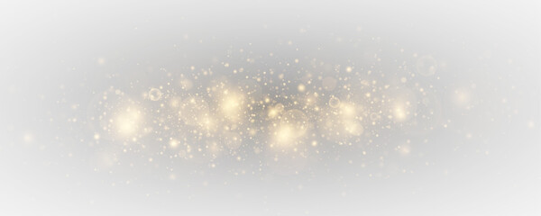 Fototapeta premium Golden sparks and shimmering dust. Bright highlights and glowing stars on magical atmosphere.