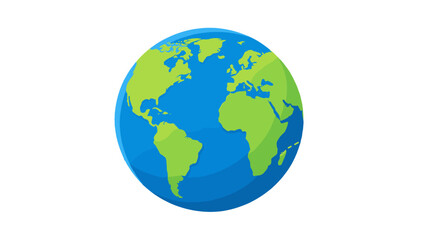 Fototapeta premium Blue and green globe with visible continents on white background