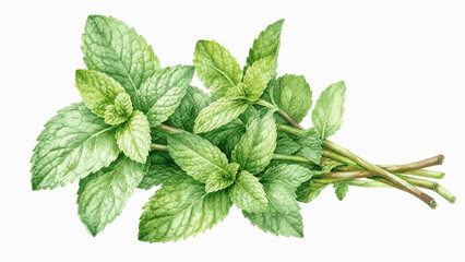 Herb Mint Leaf isolated watercolor vector illustration svg © Arun168