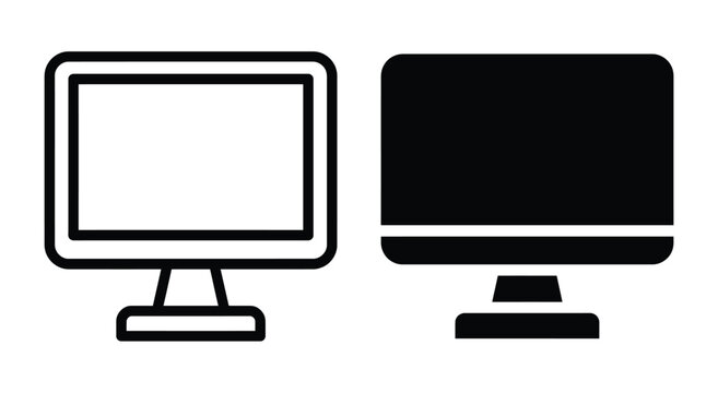 Black and white computer monitor icons Vector