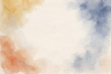 Obraz premium Abstract watercolor background with soft pastel clouds in warm and cool tones on textured paper, light artistic concept in neutral palette. Ai generative