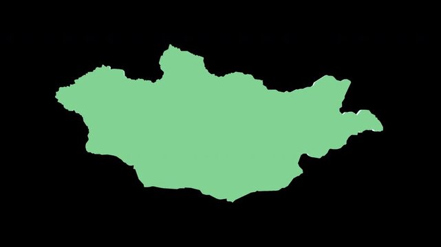Mongolia green 3D map spin perfect 10 second loop black background