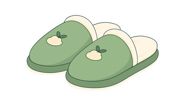 Green cartoon house slippers isolated on white background