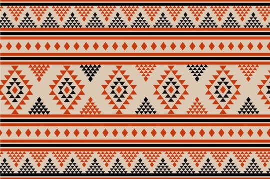 Traditional decorative pattern featuring intricate geometric motifs in orange, black, and cream colors. animation