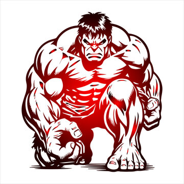 Angry muscular red monster mascot illustration for t shirt design