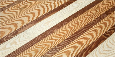 Inlaid zebrawood flooring background with striking diagonal grain planks © Design Infinity
