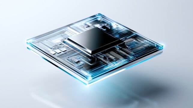 Conceptual microprocessor chip isolated on white background