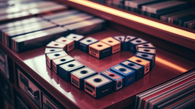 Retro Cassette Tape Heart Made from Audio Cassettes Nostalgic Music Concept