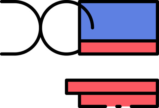 Abstract digital document icon with minimalist blue and red shapes for business interface and presentation graphics
