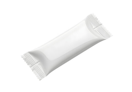 Empty white snack wrapper lying flat