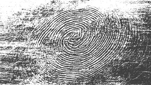 Abstract Fingerprint Grunge Overlay Featuring Rough Ink Splashes, Weathered Texture Effects and Crime Investigation Inspired Art Print Style.