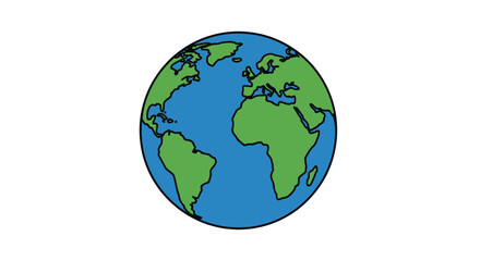 Fototapeta premium A simple flat illustration of a green and blue planet on a white background
