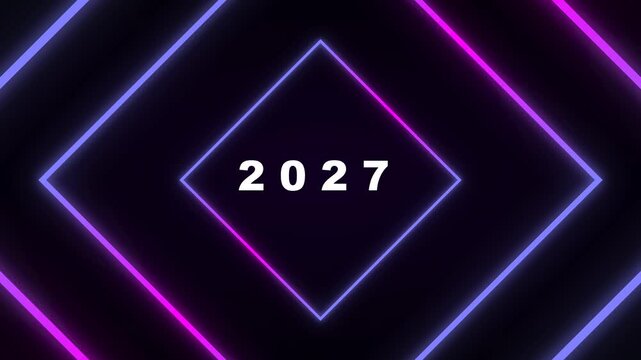 2027 neon tunnel retro new year celebration synthwave