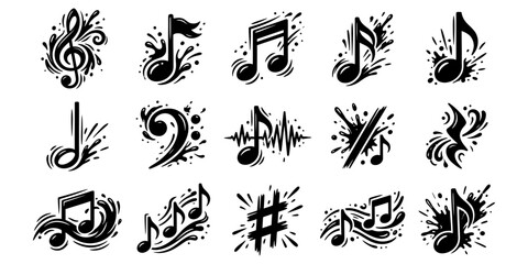 Obraz premium Black and White Music Symbols Collection 1.