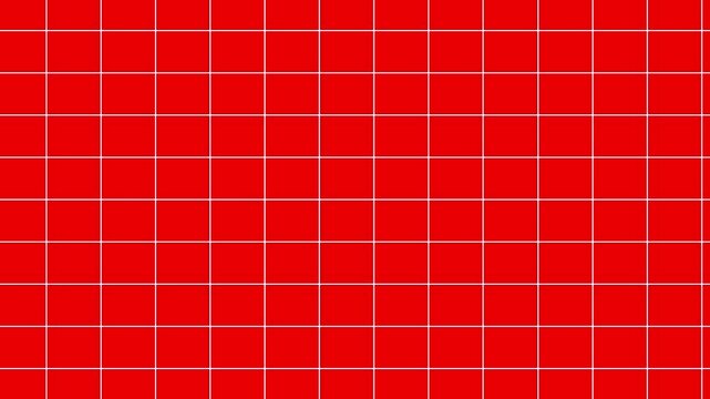 Minimal technology white grid on red background motion animation. Grid graph pattern moving vertically downward seamless loop animation, cube grid with white lines. 