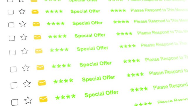 New email notification alert concept. represents incoming email with special Offer discount code. digital envelope icon, Unread Messages Alert, message icon animation. message box icon message 