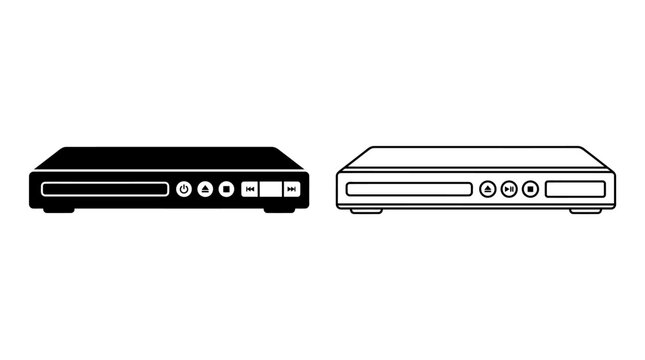 Dvd player silhouette on a white background two versions shown
