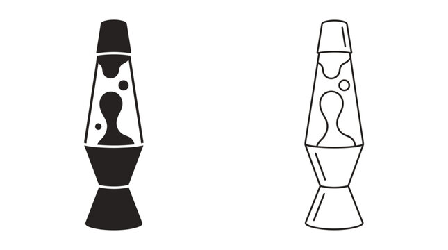 Retro Lava Lamp Silhouette In Black And White Line Art