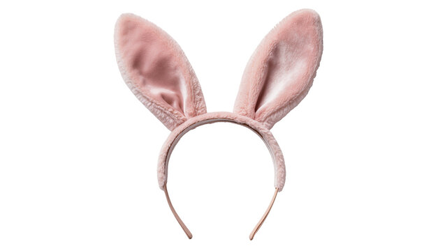 Plush pink bunny ears headband, isolated on transparent background