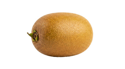 Fototapeta premium Single Fresh Kiwi Fruit with Stem on White.