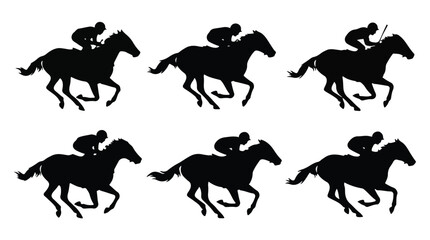 Fototapeta premium Jockey riding horse silhouette, running horse