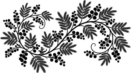 Fototapeta premium Black Floral Silhouette Vector Pattern