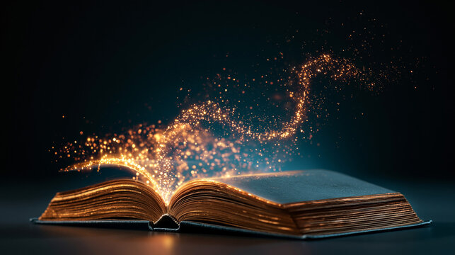 open book with glowing lights