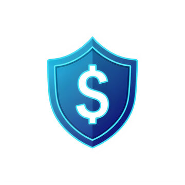 Shield with dollar sign icon for security and finance