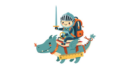 Naklejka premium Kid riding on a dragon toy.