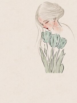 woman with a bouquet of flowers