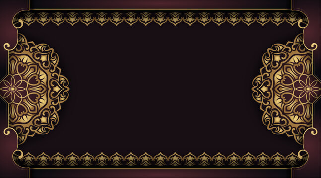 Luxury brown background, with gold mandala