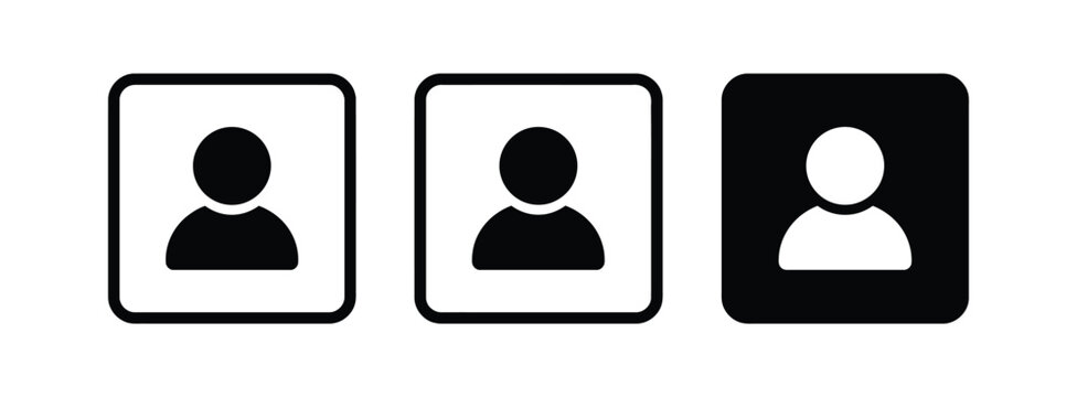 User vector icon set profile avatars in square buttons with identity