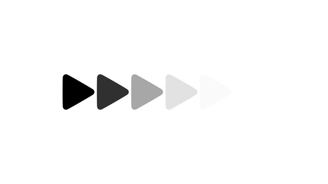 Arrow sequence fading from dark to light white background