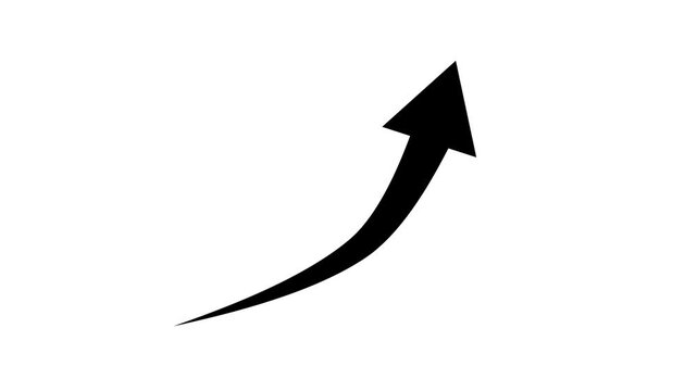 Arrow shape rising upwards in animated sequence on white background