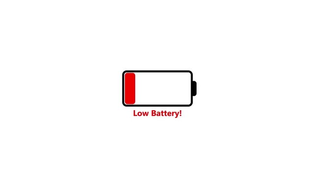 Battery Icon Depleting Over Time On White Background