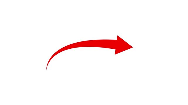 Red arrow rotating clockwise across three frames in white background footage