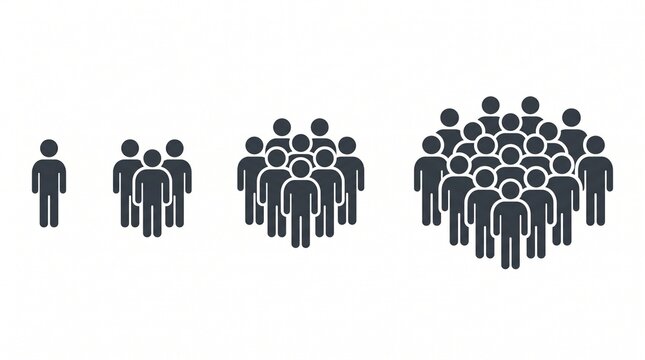 Growing Team Collaboration Minimalist Vector Illustration Flat Design