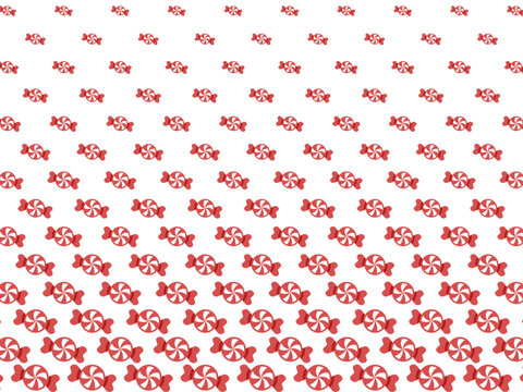 Colorful pattern of red and white peppermint candies on transparent background