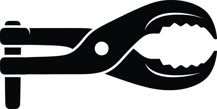 Silhouette vector of a black handheld clamp construction tool design