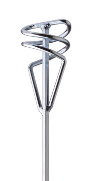 Close up of steel spiral drill mixing paddle
