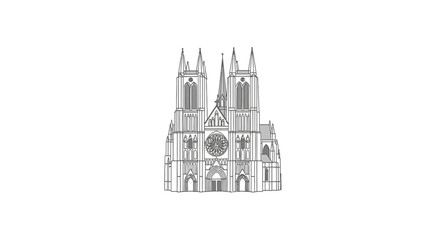 Fototapeta premium Large Gothic Cathedral Building Architecture.