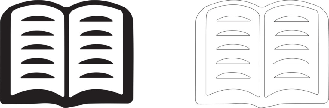 Open book icon, law code symbol, legal constitution document and jurisprudence literature.