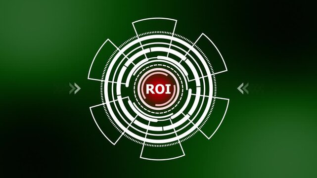 Return On Investment ROI Concept with Futuristic Digital HUD Background